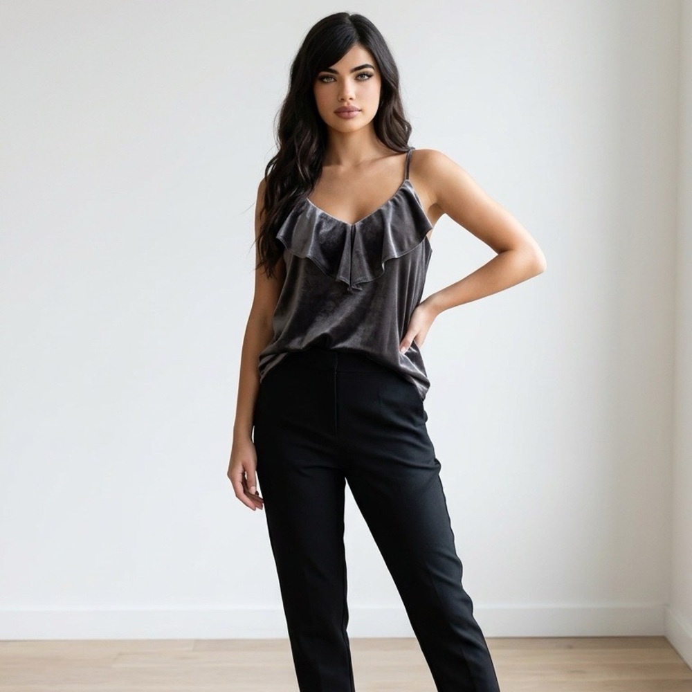 Old Navy Velvet Ruffle Tank Top -gray